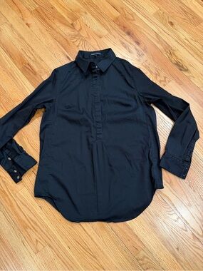 Universal Standard Black Long-Sleeve Button-Front Shirt